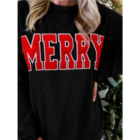MERRY Round Neck Christmas Sweatshirt - Picture 3 of 3